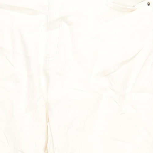 Marks and Spencer Womens Ivory Cotton Straight Jeans Size 22 L29 in Slim Zip