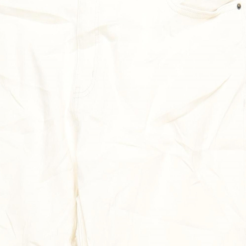 Marks and Spencer Womens Ivory Cotton Straight Jeans Size 22 L29 in Slim Zip