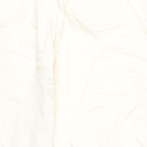 Marks and Spencer Womens Ivory Cotton Straight Jeans Size 22 L29 in Slim Zip
