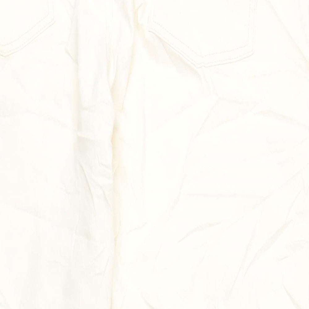 Marks and Spencer Womens Ivory Cotton Straight Jeans Size 22 L29 in Slim Zip