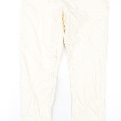 Marks and Spencer Womens Ivory Cotton Straight Jeans Size 8 L30 in Slim Zip