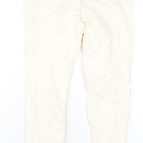 Marks and Spencer Womens Ivory Cotton Straight Jeans Size 8 L30 in Slim Zip