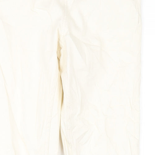 Marks and Spencer Womens Ivory Cotton Straight Jeans Size 8 L30 in Slim Zip