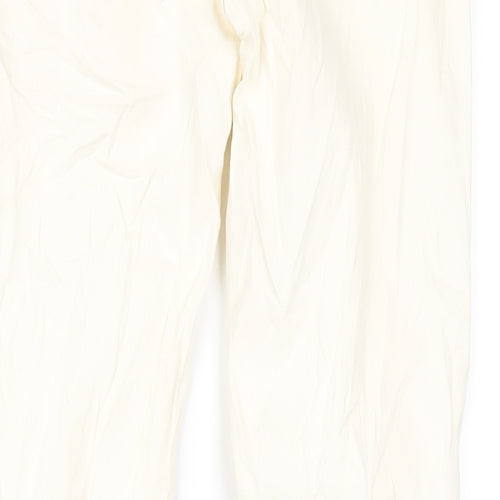 Marks and Spencer Womens Ivory Cotton Straight Jeans Size 8 L30 in Slim Zip