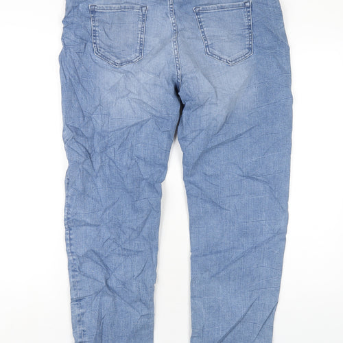 Marks and Spencer Womens Blue Cotton Straight Jeans Size 18 L29 in Regular Zip