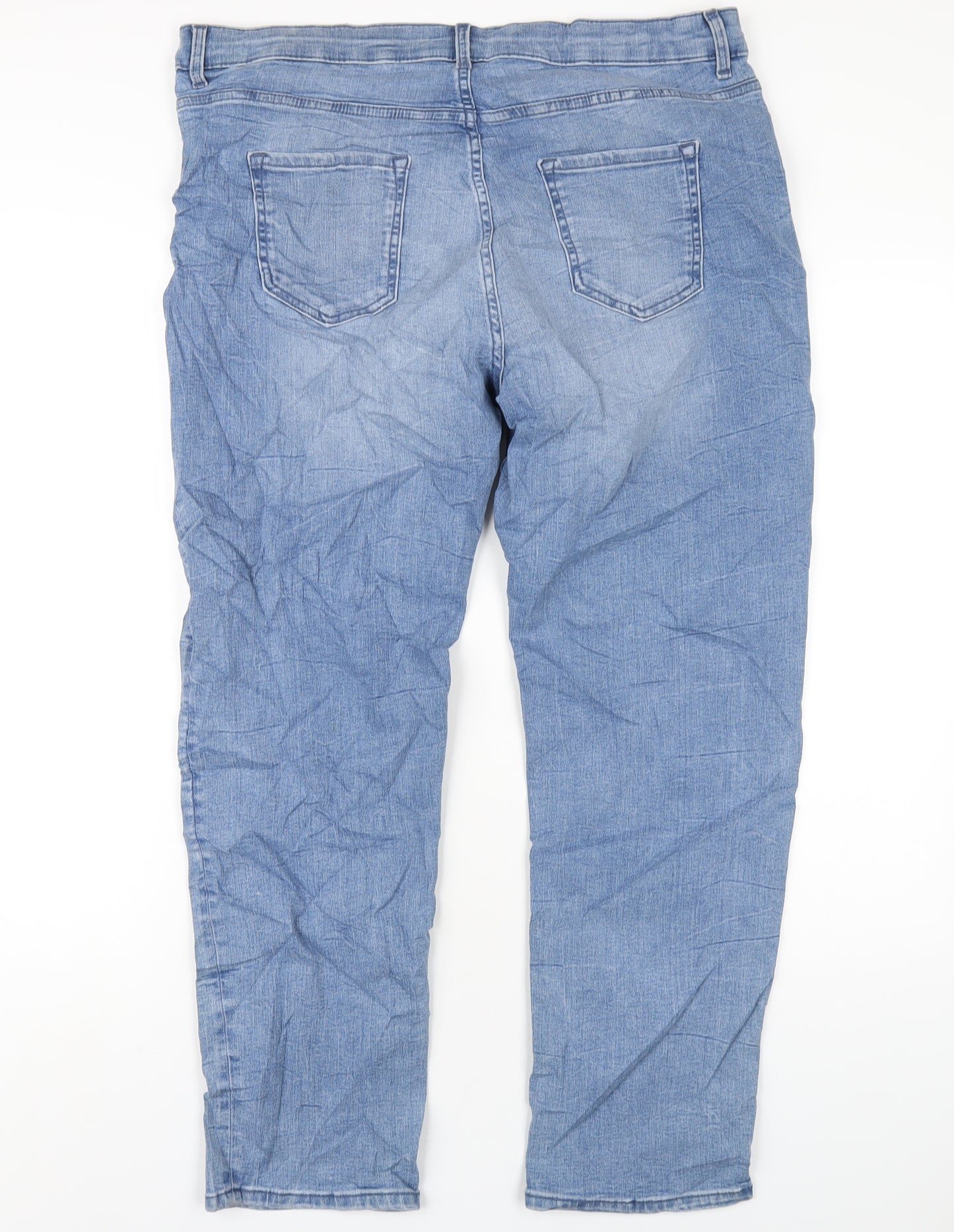 Marks and Spencer Womens Blue Cotton Straight Jeans Size 18 L29 in Regular Zip