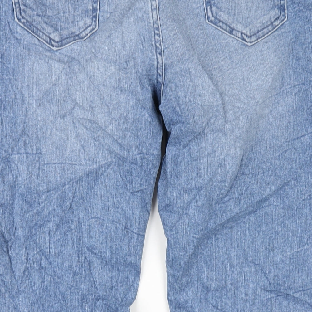 Marks and Spencer Womens Blue Cotton Straight Jeans Size 18 L29 in Regular Zip