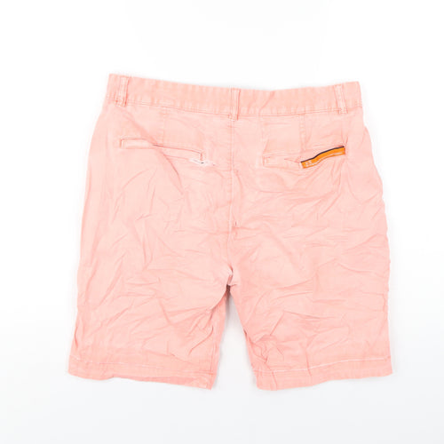 Superdry Mens Orange Cotton Bermuda Shorts Size M L9 in Regular Button