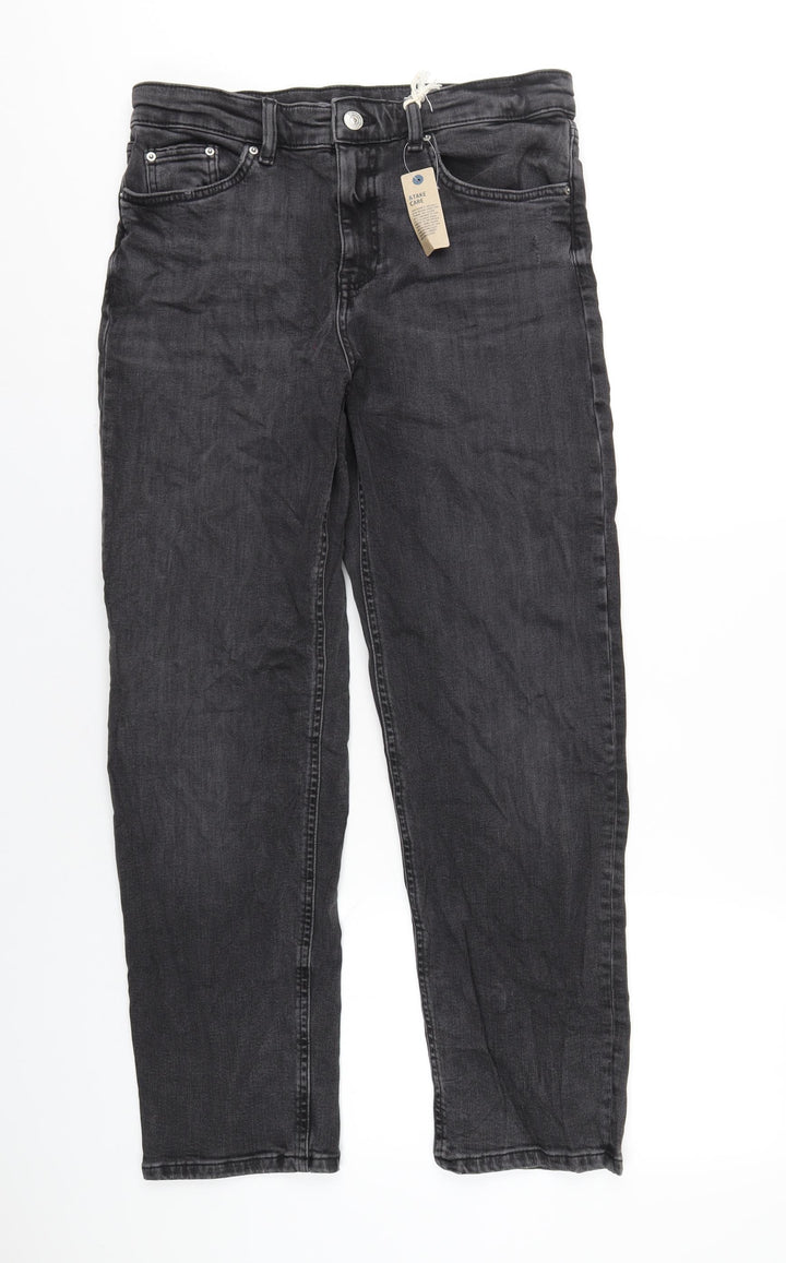Marks and Spencer Womens Blue Cotton Straight Jeans Size 6 L30 in Regular Zip