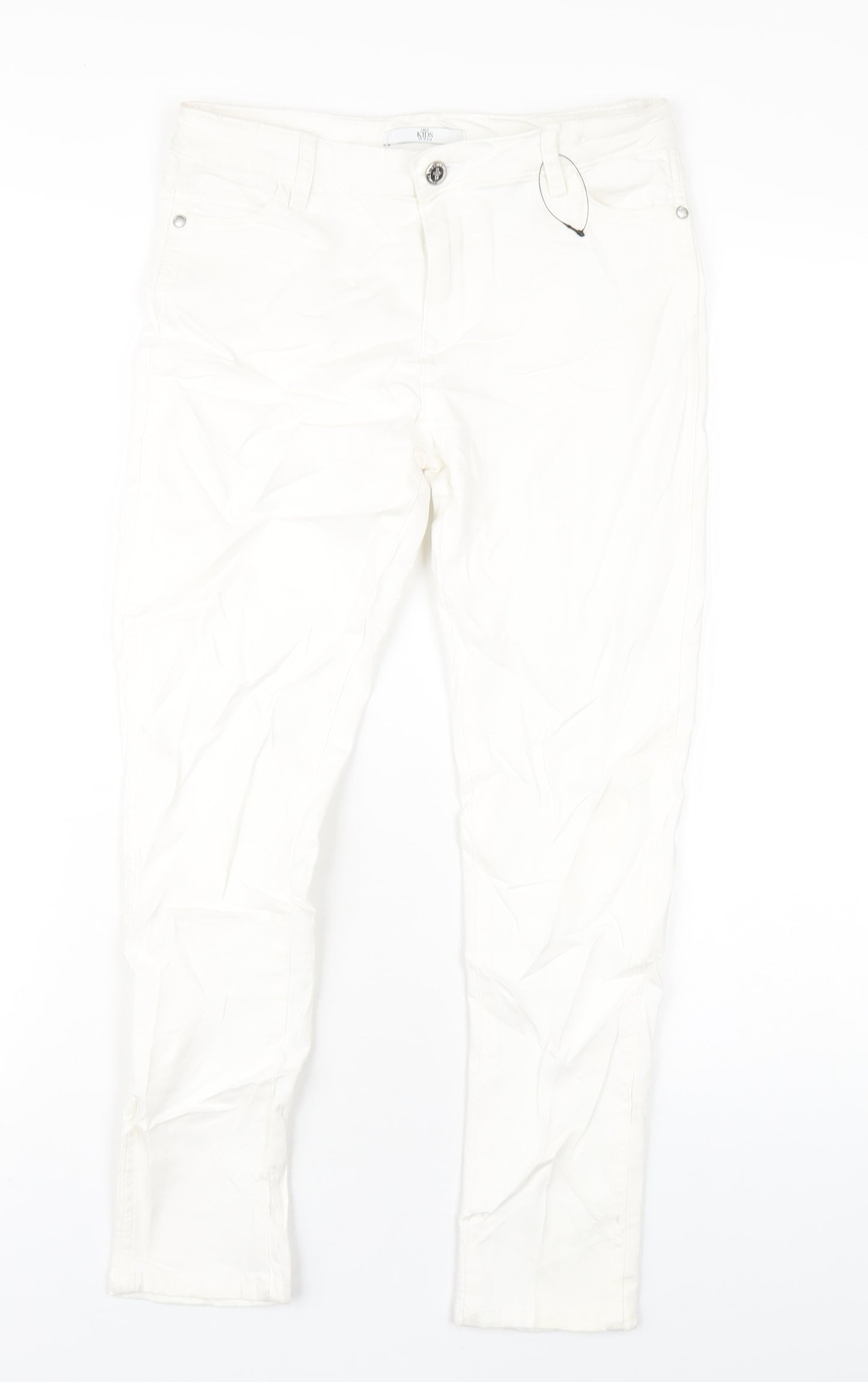 Marks and Spencer Girls White Cotton Skinny Jeans Size 10-11 Years L26 in Regular Zip