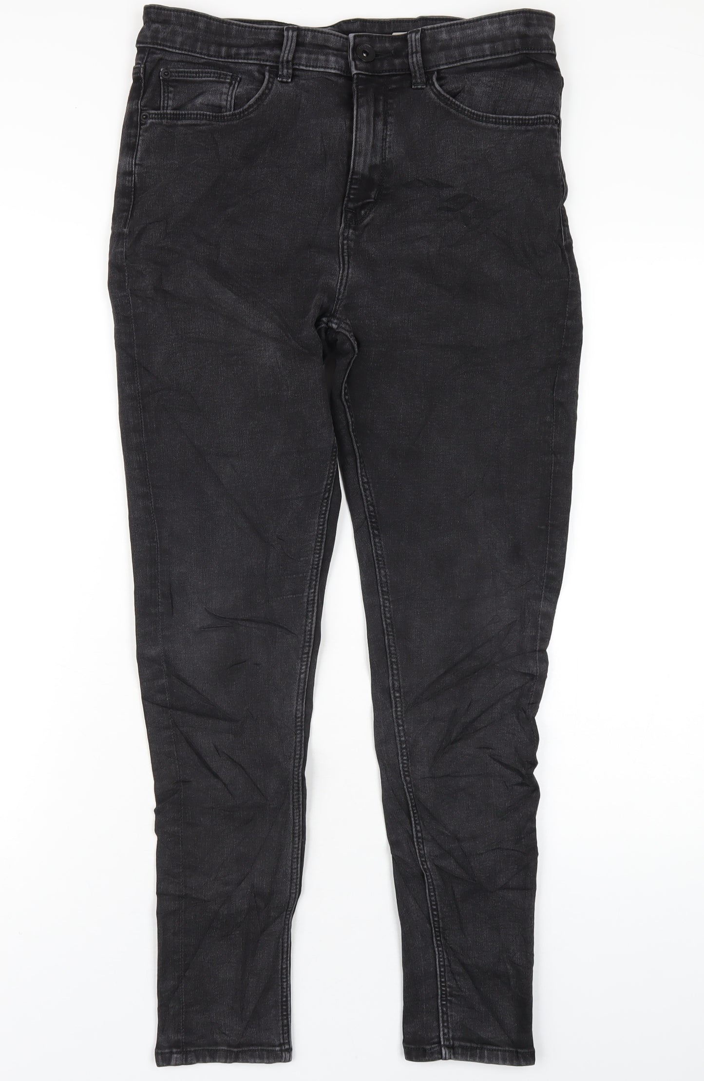 Marks and Spencer Womens Black Cotton Skinny Jeans Size 12 L29 in Regular Zip