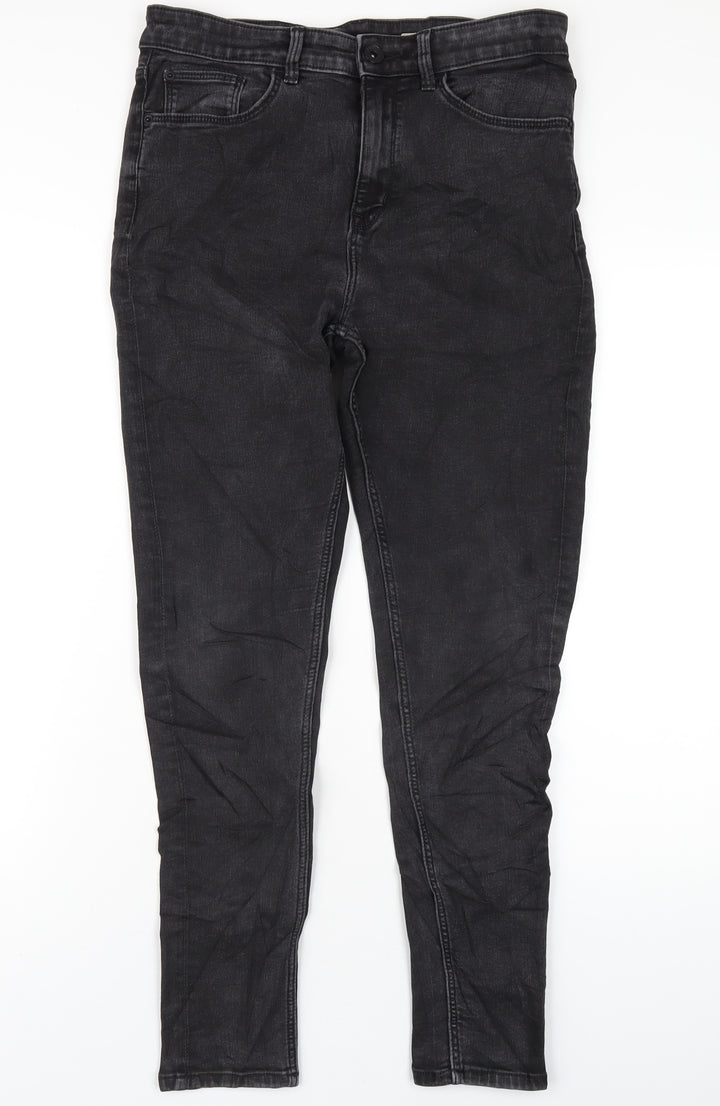 Marks and Spencer Womens Black Cotton Skinny Jeans Size 12 L29 in Regular Zip