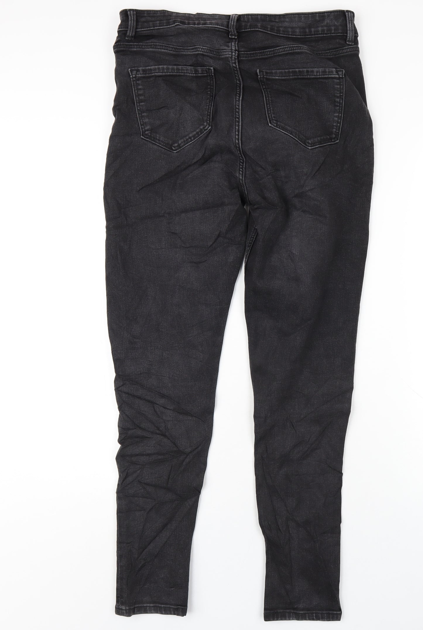 Marks and Spencer Womens Black Cotton Skinny Jeans Size 12 L29 in Regular Zip