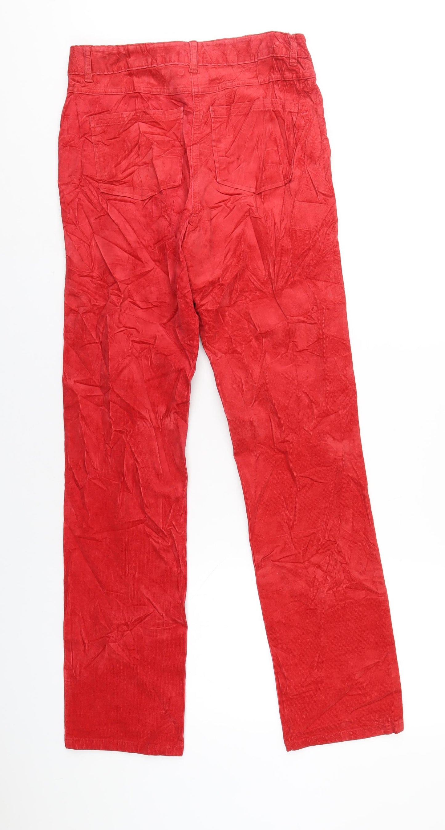 Marks and Spencer Womens Red Cotton Trousers Size 8 L31 in Regular Zip