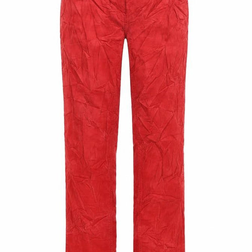 Marks and Spencer Womens Red Cotton Trousers Size 8 L31 in Regular Zip