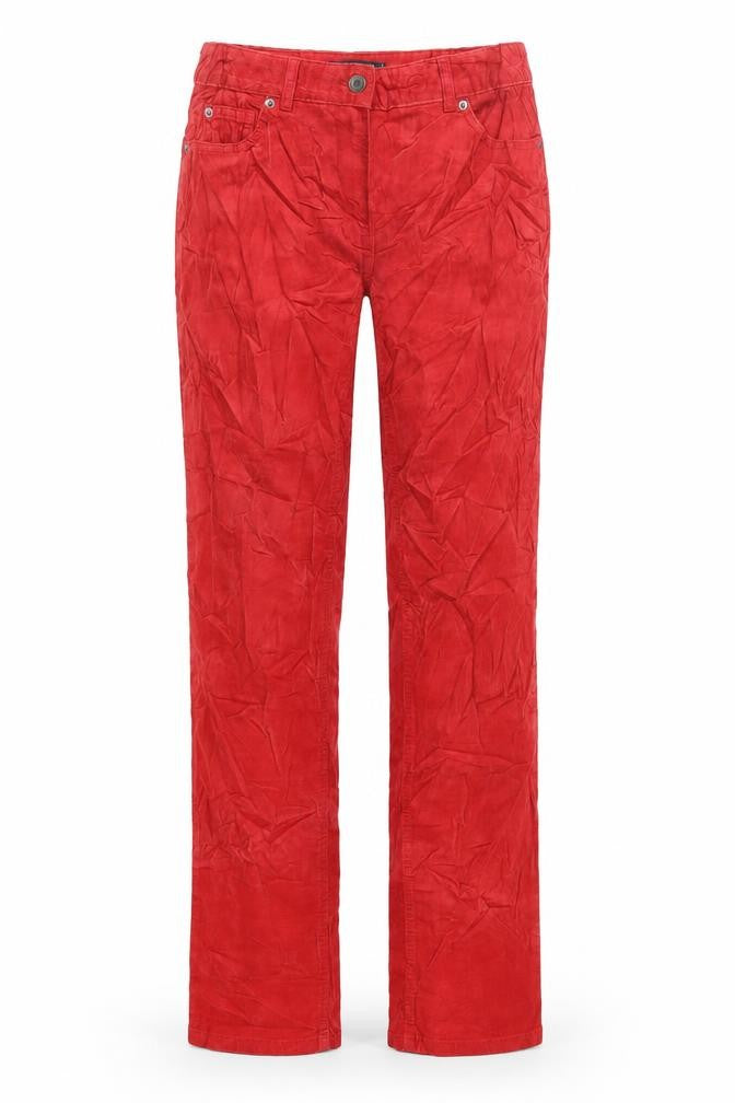 Marks and Spencer Womens Red Cotton Trousers Size 8 L31 in Regular Zip