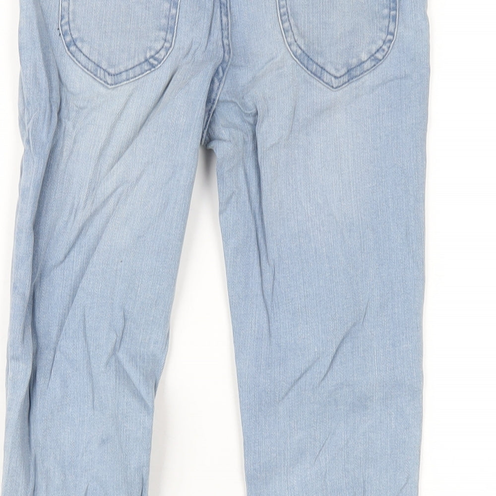 Marks and Spencer Girls Blue Cotton Bootcut Jeans Size 7-8 Years L22 in Regular Button