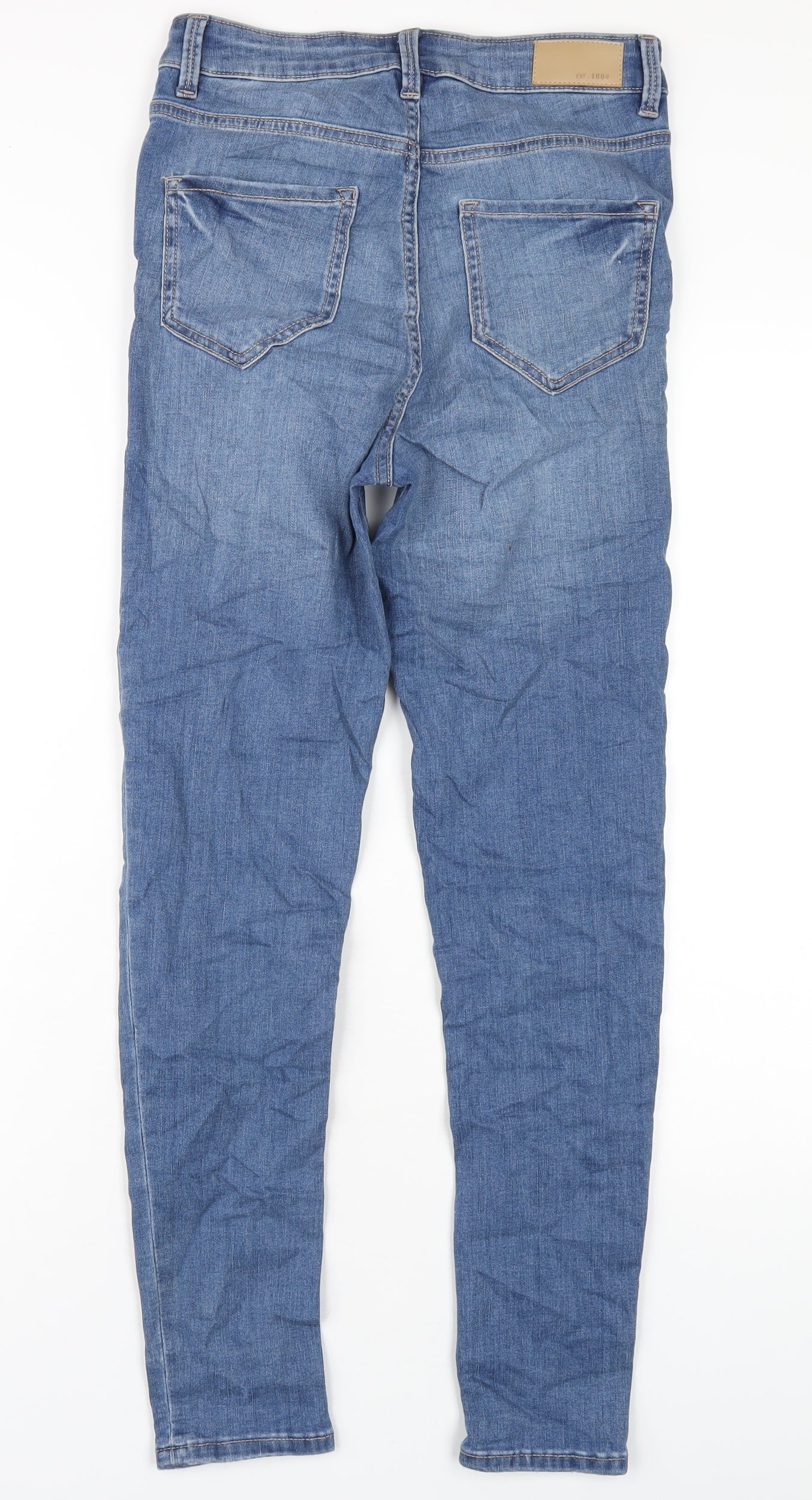 Marks and Spencer Womens Blue Cotton Skinny Jeans Size 8 L29 in Regular Zip