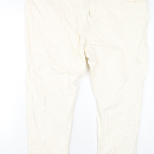 Marks and Spencer Womens Ivory Cotton Straight Jeans Size 24 L28 in Slim Zip