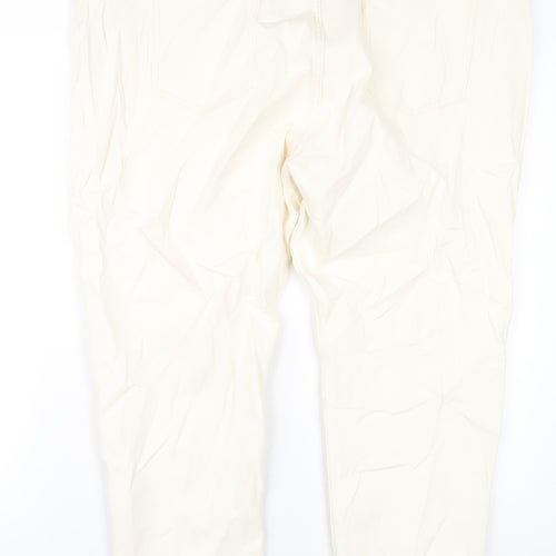 Marks and Spencer Womens Ivory Cotton Straight Jeans Size 24 L28 in Slim Zip