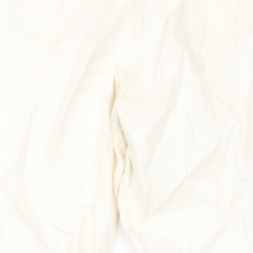 Marks and Spencer Womens Ivory Cotton Straight Jeans Size 24 L28 in Slim Zip