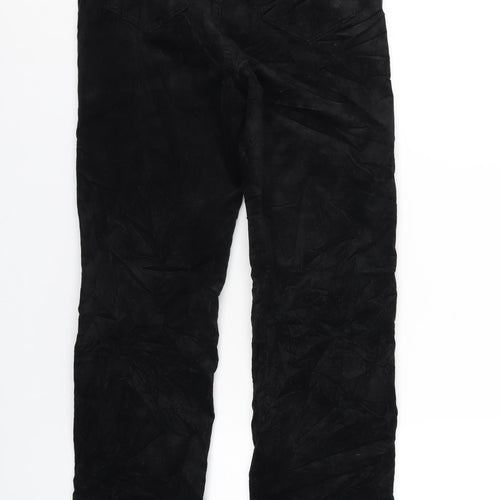 Marks and Spencer Womens Black Cotton Trousers Size 10 L32 in Regular Zip