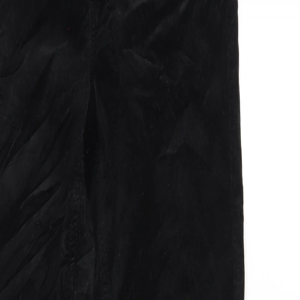 Marks and Spencer Womens Black Cotton Trousers Size 10 L32 in Regular Zip