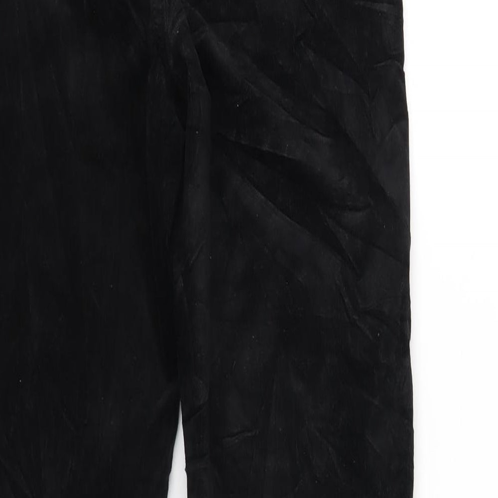 Marks and Spencer Womens Black Cotton Trousers Size 10 L32 in Regular Zip