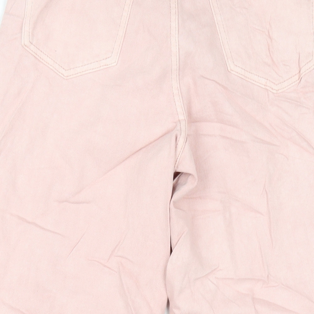 Marks and Spencer Womens Pink Cotton Wide-Leg Jeans Size 6 L27 in Regular Zip