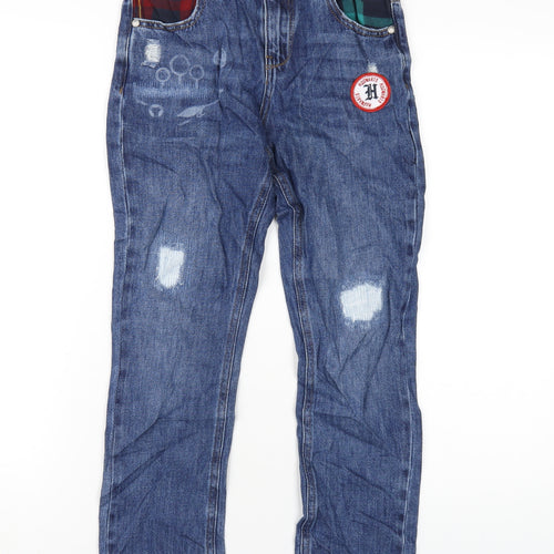 Marks and Spencer Boys Blue Cotton Straight Jeans Size 10-11 Years L24 in Regular Zip - Harry Potter