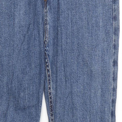 Marks and Spencer Mens Blue Cotton Straight Jeans Size 32 in L29 in Regular Zip