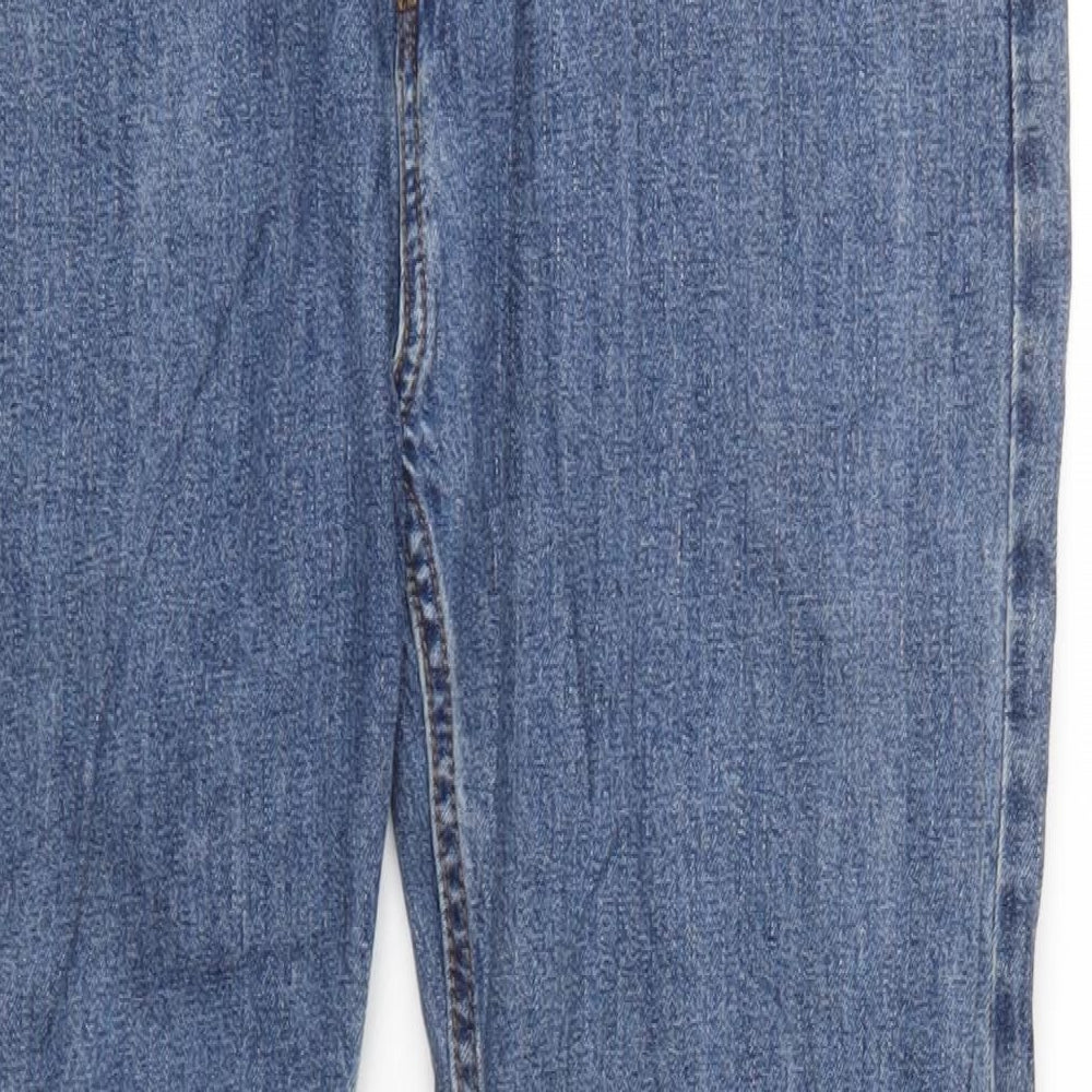 Marks and Spencer Mens Blue Cotton Straight Jeans Size 32 in L29 in Regular Zip