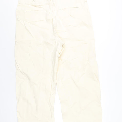 Marks and Spencer Womens Ivory Cotton Wide-Leg Jeans Size 18 L26 in Regular Zip