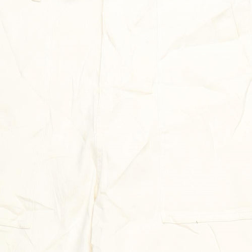 Marks and Spencer Womens Ivory Cotton Wide-Leg Jeans Size 18 L26 in Regular Zip