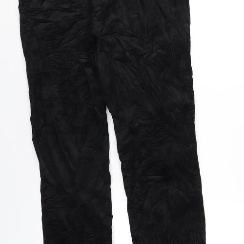 Marks and Spencer Womens Black Cotton Trousers Size 18 L28 in Regular Zip