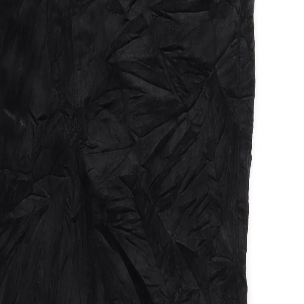 Marks and Spencer Womens Black Cotton Trousers Size 18 L28 in Regular Zip