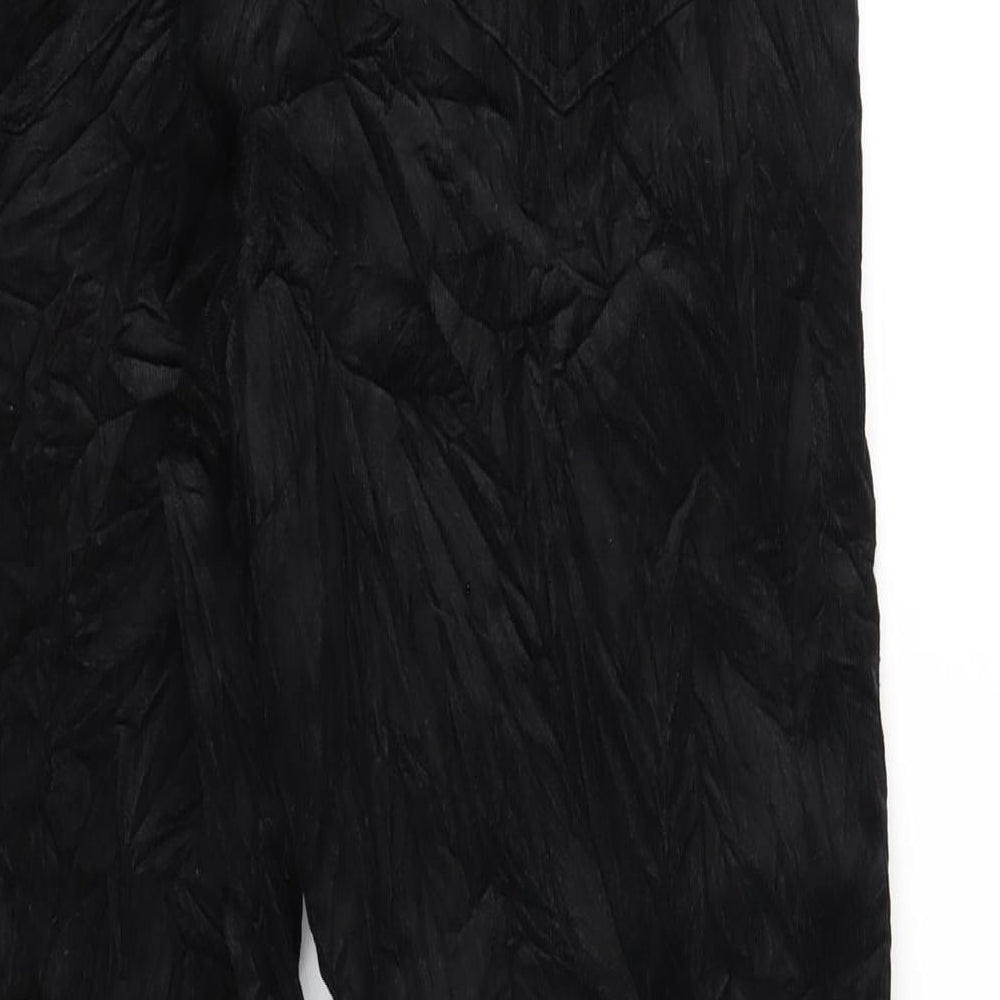 Marks and Spencer Womens Black Cotton Trousers Size 18 L28 in Regular Zip