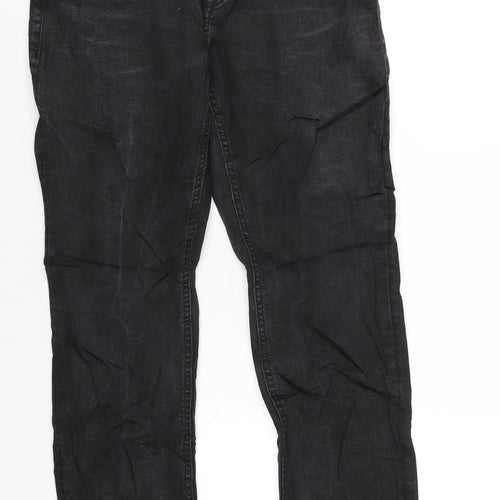 Easy Mens Black Cotton Straight Jeans Size 32 in L32 in Slim Zip