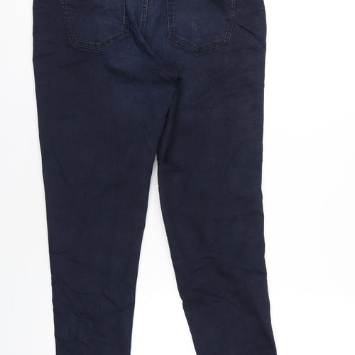 Marks and Spencer Womens Blue Cotton Skinny Jeans Size 14 L30 in Regular Zip