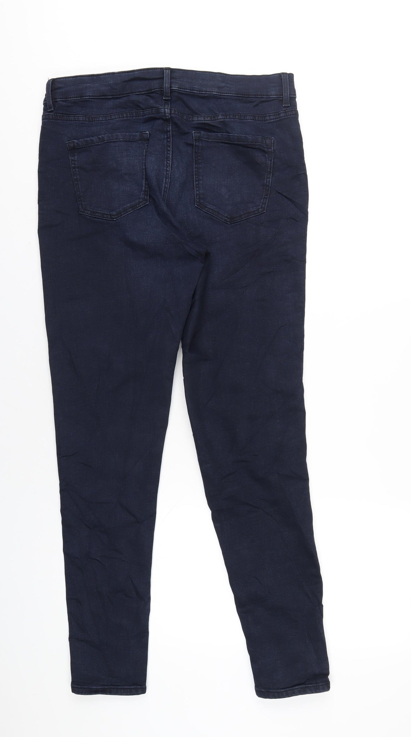 Marks and Spencer Womens Blue Cotton Skinny Jeans Size 14 L30 in Regular Zip