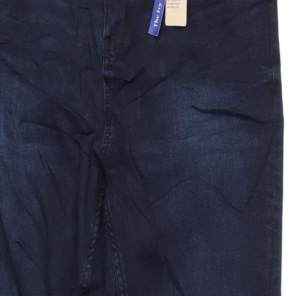 Marks and Spencer Womens Blue Cotton Skinny Jeans Size 14 L30 in Regular Zip