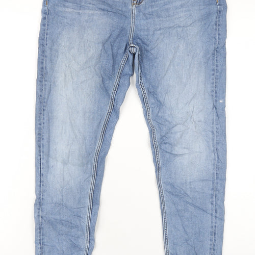 Marks and Spencer Womens Blue Cotton Skinny Jeans Size 12 L29 in Regular Zip