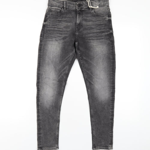 Marks and Spencer Womens Grey Cotton Skinny Jeans Size 10 L26 in Regular Zip