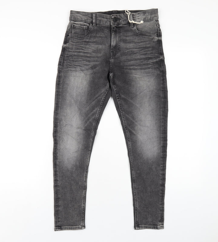 Marks and Spencer Womens Grey Cotton Skinny Jeans Size 10 L26 in Regular Zip