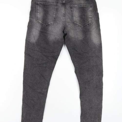 Marks and Spencer Womens Grey Cotton Skinny Jeans Size 10 L26 in Regular Zip