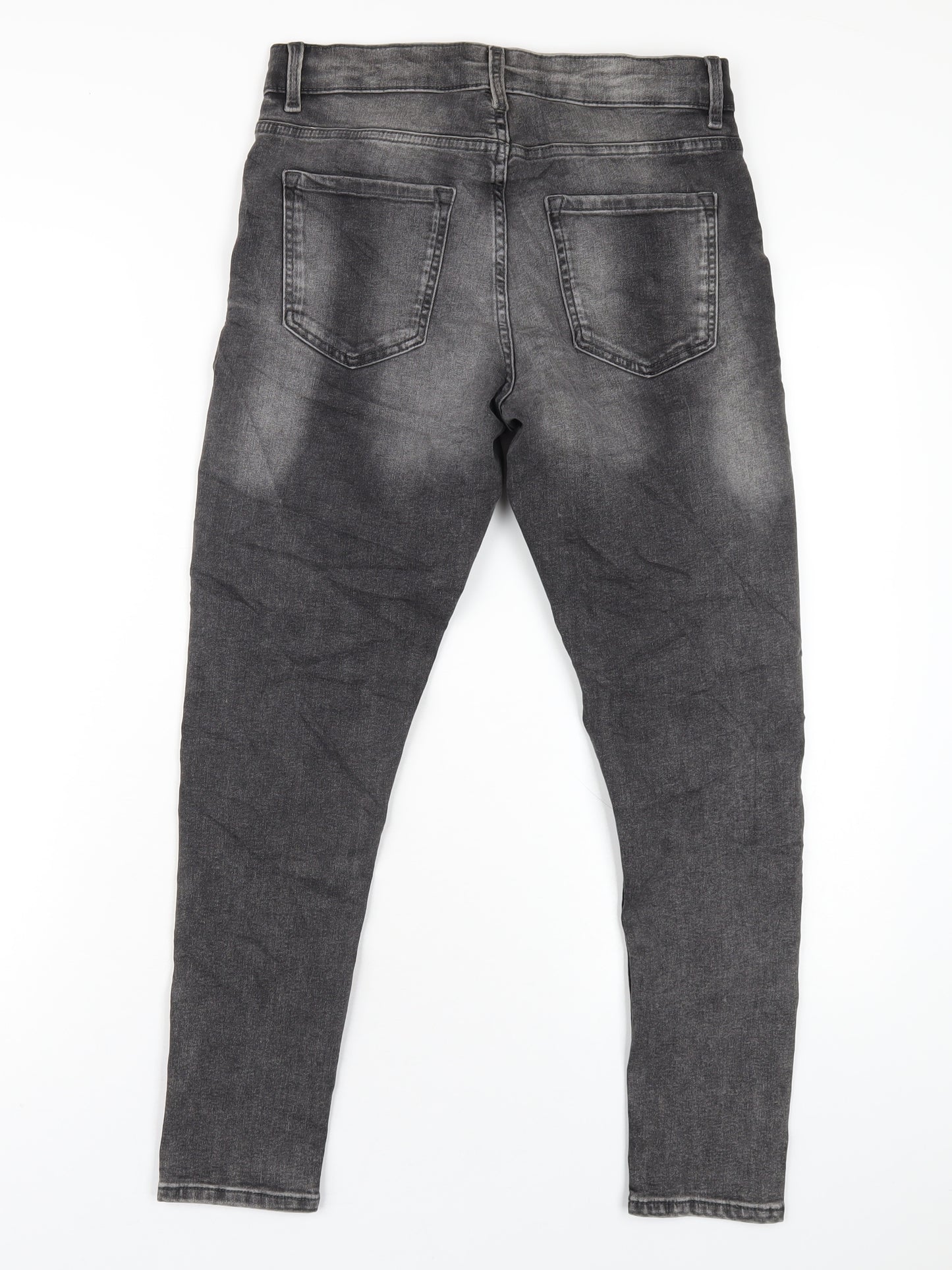 Marks and Spencer Womens Grey Cotton Skinny Jeans Size 10 L26 in Regular Zip