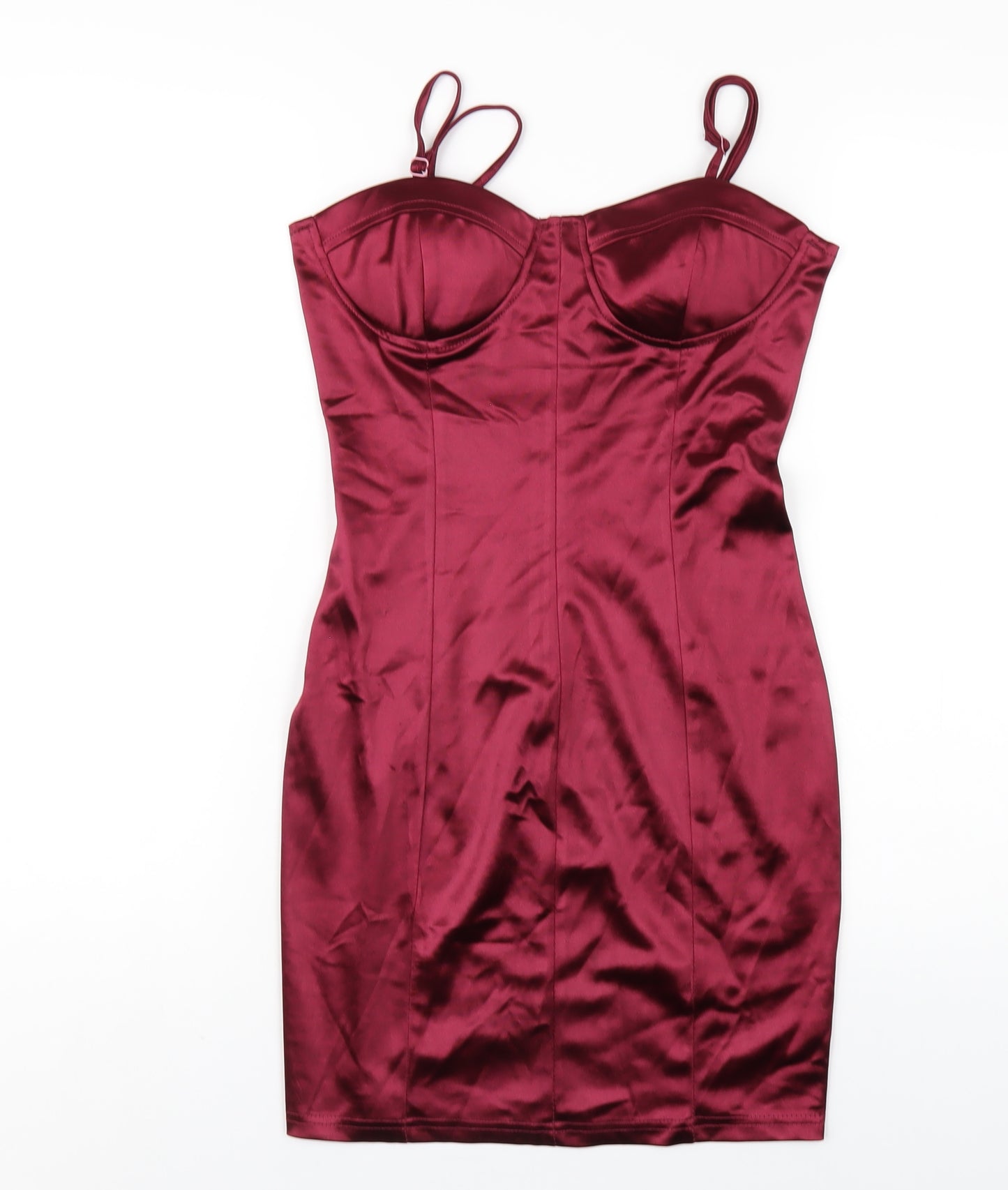 Rebellious Womens Red Polyester Bodycon Size 8 Sweetheart Zip