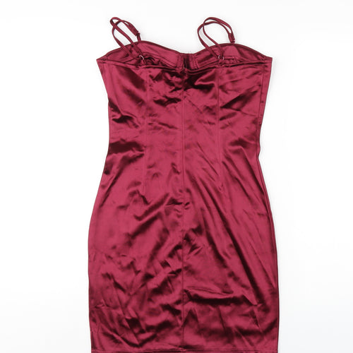 Rebellious Womens Red Polyester Bodycon Size 8 Sweetheart Zip