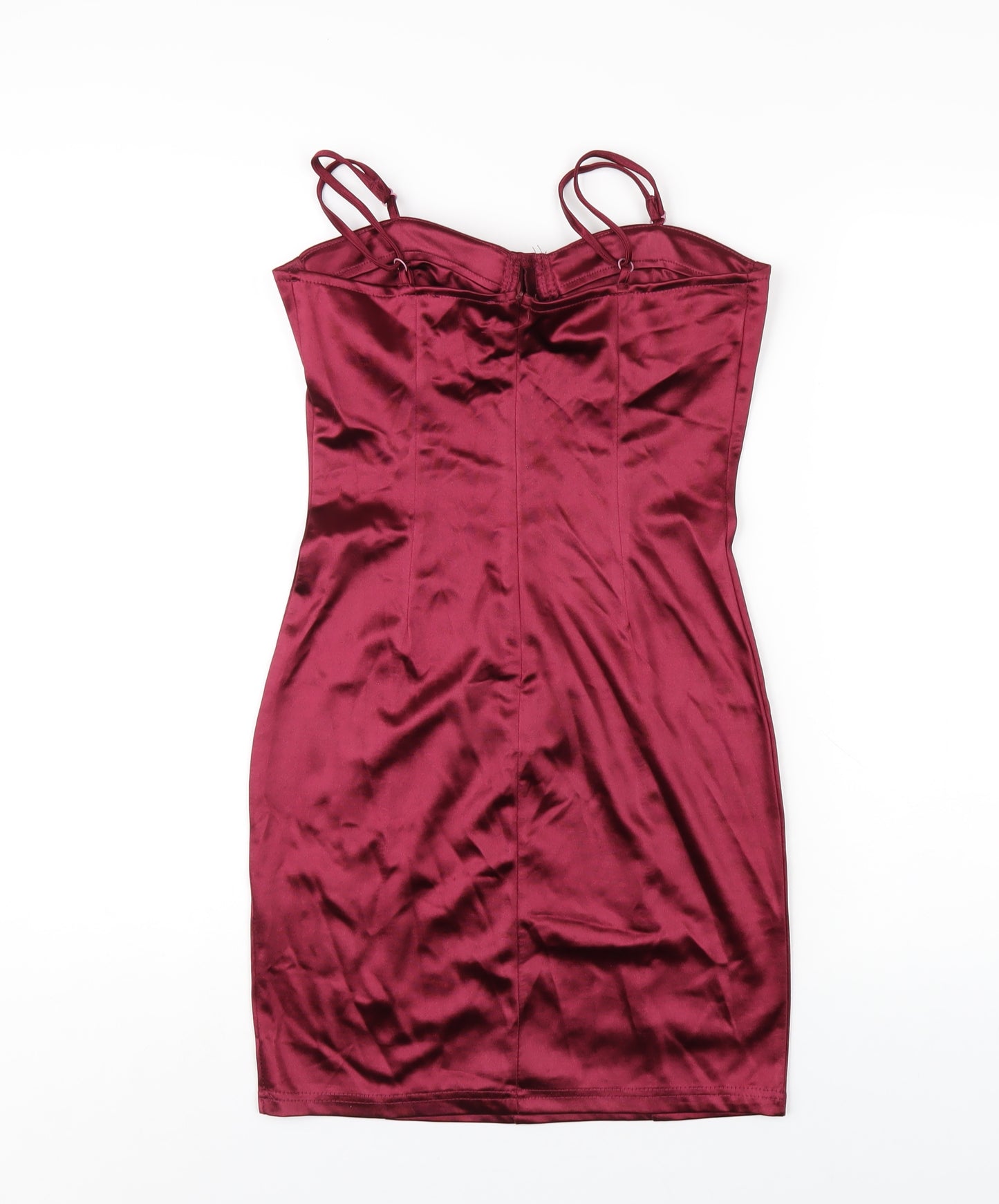 Rebellious Womens Red Polyester Bodycon Size 8 Sweetheart Zip
