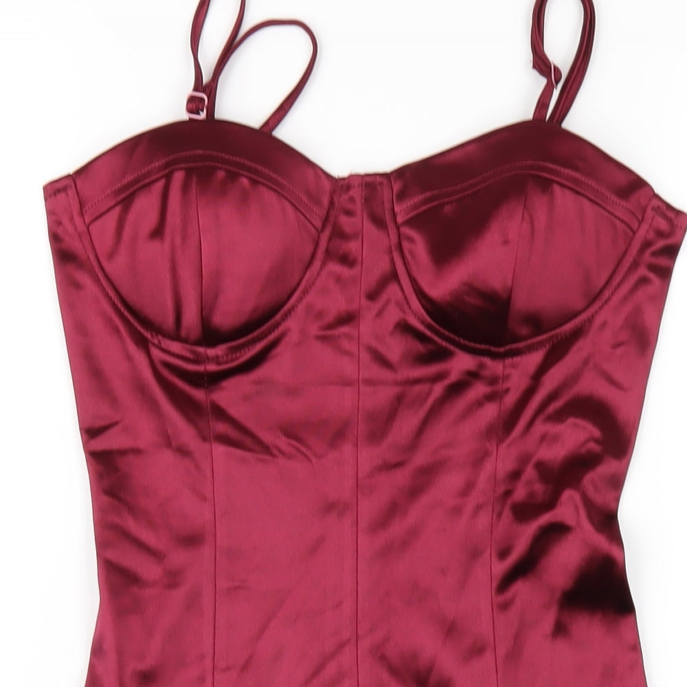 Rebellious Womens Red Polyester Bodycon Size 8 Sweetheart Zip